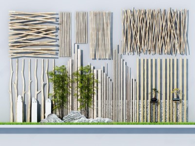 新中式竹子围栏3D模型下载